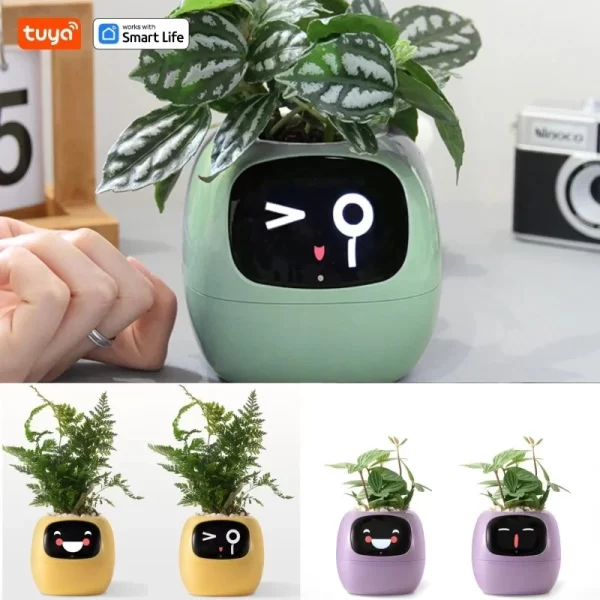 Vaso de Planta Inteligente com Sensor Tamagotchi Interação Facial - Image 4